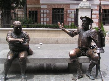Madrid La statua di Don Chisciotte e Sancho Panza