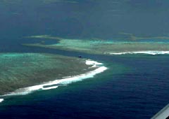 Isole della Micronesia viste dall'aereo