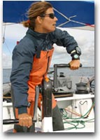 barca Karine Fauconnier sul multiscafo Sergio Tacchini alla Transat Jacques Vabre 2003