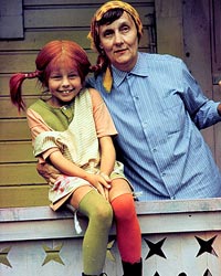 La scrittrice Astrid Lindgren con 