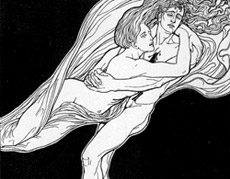 Appassionarsi a Francesca 1 Franz Stassen, Illustrazione di Paolo e Francesca per la Divina Commedia tradotta in tedesco da Paul Pochhammer, 1906