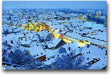 Veduta di Graz sotto la neve