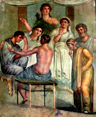 Alcesti ed Admeto in uno dei rari affreschi romani del I secolo d.C.