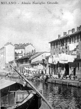 Il Naviglio Grande in una foto d'epoca