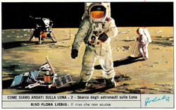Sbarco degli astronauti sulla Luna, 1972. Su disegni di Luigi Garonzi - Pubblicità Liebig, Londra