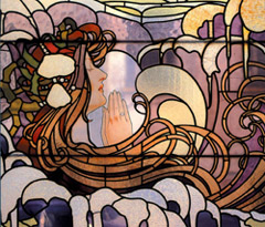 Art Nouveau a Bruxelles. Una vetrata in Rue de l'Arbre bénit realizzata da Evaldre (Foto © OPT Remy)