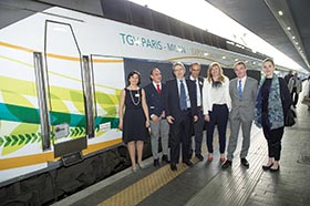 Durante la presentazione del nuovo TGV Francia-Italia