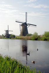 Kinderdijk Il bacino di raccolta dell'acqua pompata dai mulini