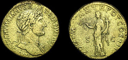Sesterzio in oricalco raffigurante l'imperatore Adriano