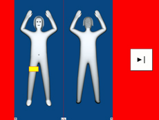 Così appare la persona nello scanner. L'area gialla è quella da controllare manualmente