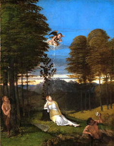 Lorenzo Lotto, Il sogno della fanciulla o Allegoria della Castità, 1505 ca. Washington, National Gallery of Art (collezione Samuel H. Kress)