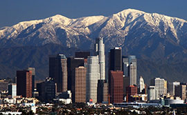 Skyline di Los Angeles in inverno