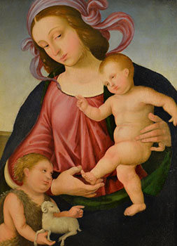 'La Madonna con Bambino e San Giovannino', Scuola del Perugino, XVI sec