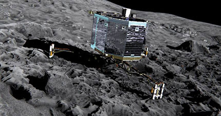 La sonda Rosetta mentre atterra sulla Cometa