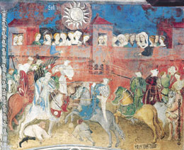 Gli affreschi di Torre Aquila, particolare del mese di febbraio, Castello del Buonconsiglio copyright