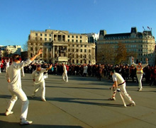 Gli allenamenti a Londra in Trafalgar Square 