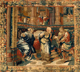 Giacobbe lascia la casa paterna per recarsi in Mesopotamia, 1530 - 1544. Manifattura di bruxelles