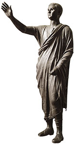 Statua de L'Arringatore.
Bronzo, primi decenni del I sec. a.C., h.170 cm - Museo Archeologico Nazionale di Firenze
