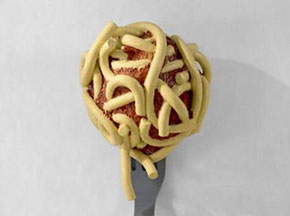 Leaning Fork with Meatball and Spaghetti II, 1994 © Oldenburg van Bruggen Studio and Pace Gallery
