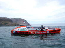 La barca a remi usata durante la traversata