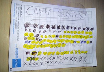 La lista dei caffè offerti in un bar napoletano