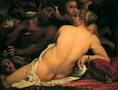 Omaggio ad Annibale Carracci 2 Venere, satiro e due amorini, 1588, olio su tela, Firenze, Galleria degli Uffizi