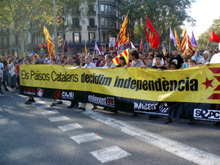 Manifestanti per l'indipendenza della Catalunya