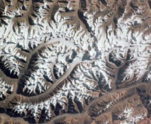 Il Karakorum, la grande catena montuosa dell'Asia, a nord-ovest della catena himalayana