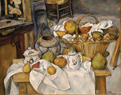 Cézanne. Il tavolo da cucina - Natura morta con cesta