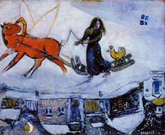 In volo con Chagall 4 Marc Chagall, La luge dans la neige 1944, Collezione privata (Foto: Chagall ®, by SIAE 2010)