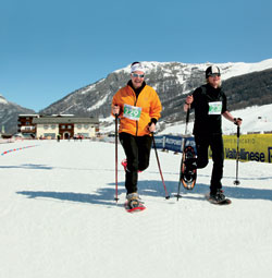 Di corsa per la Ciaspolèda sulla neve di Livigno