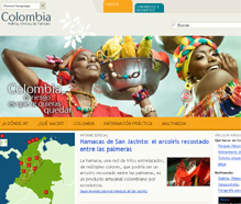 La pagina principale del portale turistico colombiano