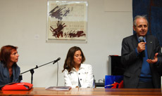 Un momento della conferenza stampa di presentazione della mostra, a Milano
