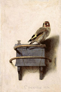 Carel Fabritius, Il cardellino, 1654 olio su tavola. L'Aia, Royal Picture Gallery Mauritshuis