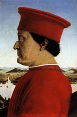 Piero della Francesca, ritratto di Federico da Montefeltro, Galleria degli Uffizi, Firenze, 1465