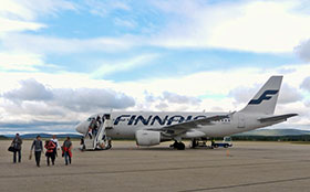 Un Airbus Finnair sulla pista dell'aeroporto di Ivalo, Lapponia finlandese, foto by G. Nitti