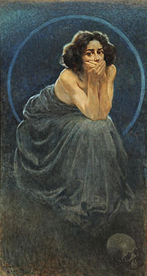 Giorgio Kienerk: L'enigma umano: il dolore, il silenzio, il piacere (part. del trittico) post 1900 olio su tela Pavia, Musei Civici