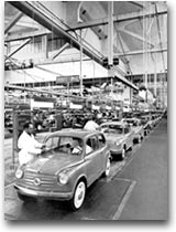 Catena di montaggio negli stabilimenti Fiat, 1955