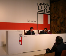 Un momento della conferenza stampa di presentazione a Palazzo Marino, a Milano