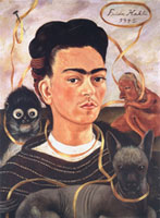 Frida Kahlo, Self-portrait with small monkey, 1945.  © Collection Museo Dolores Olmedo, Xochimilco, México