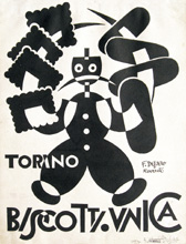 Fortunato Depero (1892-1960), Biscotti Unica Torino, 1927 ca. China su carta, cm 37×28,5. © F. Depero by SIAE 2008