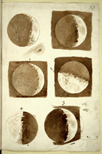 Disegni autografi della Luna. Galileo Galilei. Novembre - dicembre 1609. Biblioteca Nazionale Centrale, Firenze