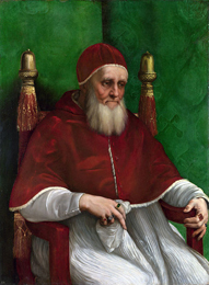 Raffaello Sanzio, Ritratto di Giulio II, 1511. National Gallery, Londra