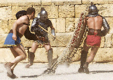 Gladiatori dell'Associazione Ars Dimicandi in azione