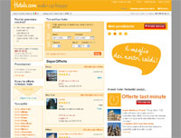 La pagina iniziale del portale di prenotazioni alberghiere