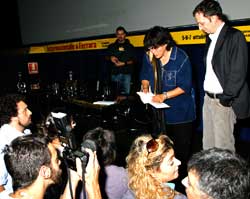 Giovanni De Mauro e Amira Hass un anno fa a Ferrara