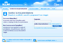 Il portale della compagnia Klm