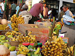 Un mercato di frutti tropicali