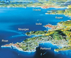 Il breve tratto di costa slovena (Foto: Ente del turismo di Portorose)