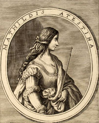 Anonimo, Ritratto di Mathildis Atestina, acquaforte e bulino, sec. XVI